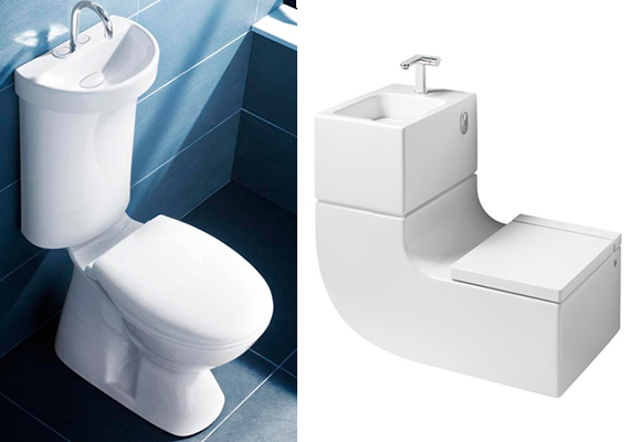 Caroma Profile Smart 305 Round Front sink and toilet combo and Roca W+W wall hung WC and basin.