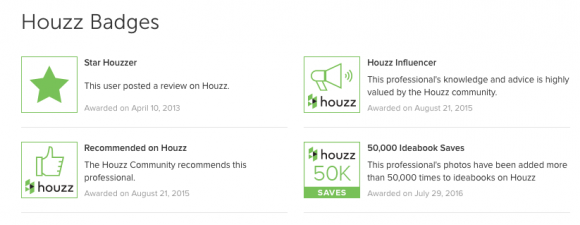 New Houzz badges for Kimball Starr Interior Design: Houzz Influencer and 50,000 ideabook saves